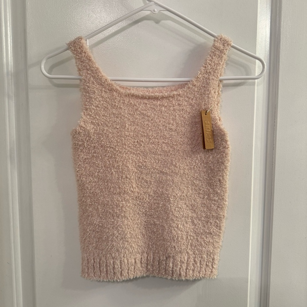 SKIMS Kids Cozy Knit Tank Scoop Neck Dusk Pale Pink 8/10 NEW WITH TAGS